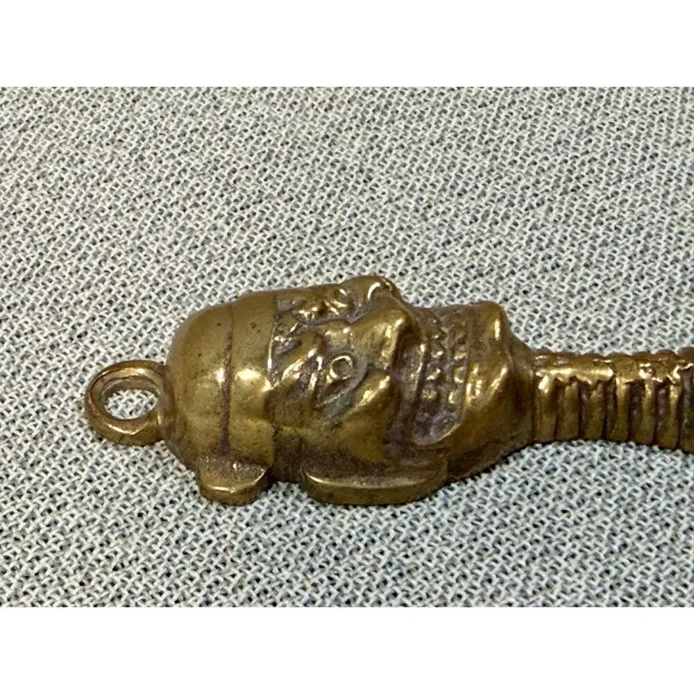 Vintage Brass Tiki Face Bottle Opener | Tribal Folk Art Bar Tool Wall Hanging‎